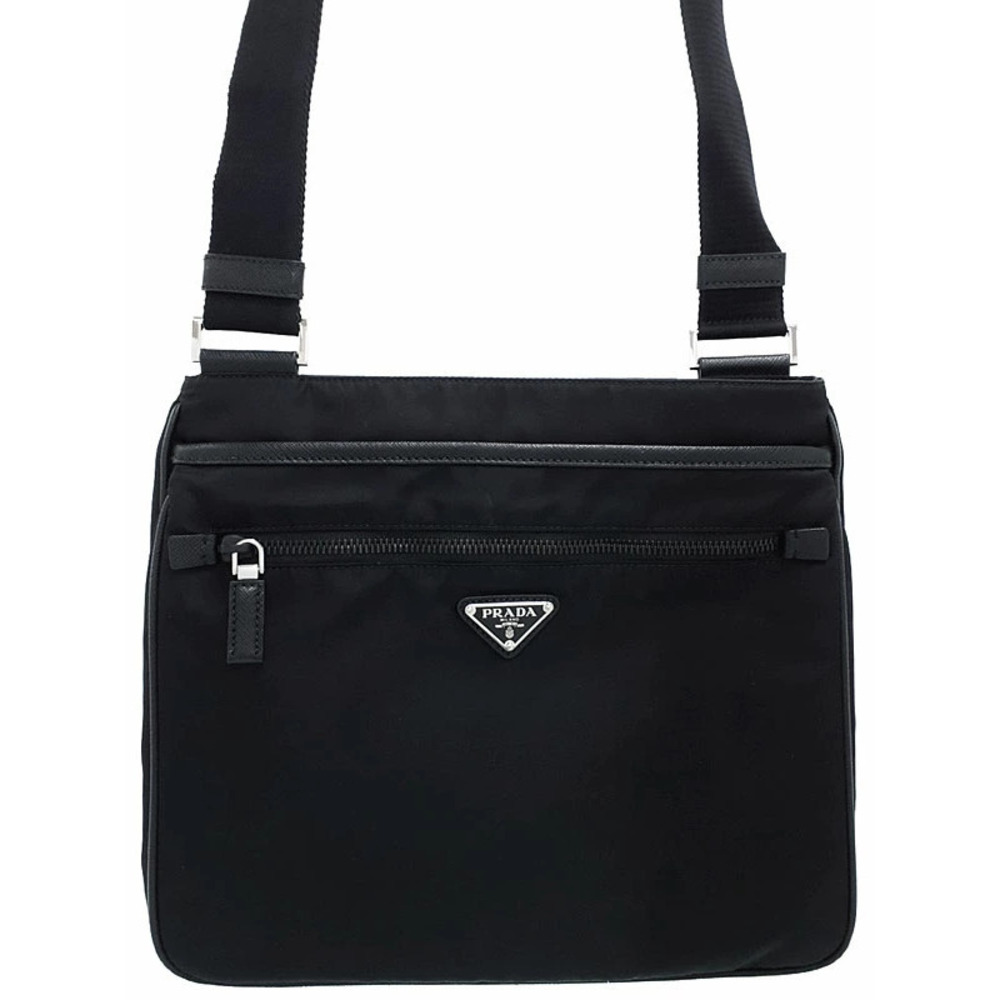 Prada Saffiano leather shoulder Crossbody bag black